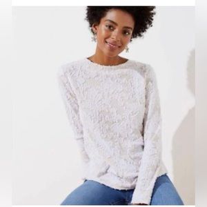 NWT LOFT Plus Floral Ruffled Mock Neck Tee